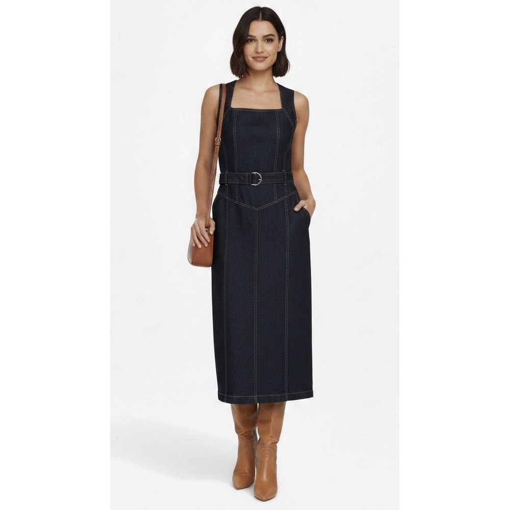 NWOT Anthropologie Avec Les Filles Corset Bodycon Denim Midi Dress Womens size 4
